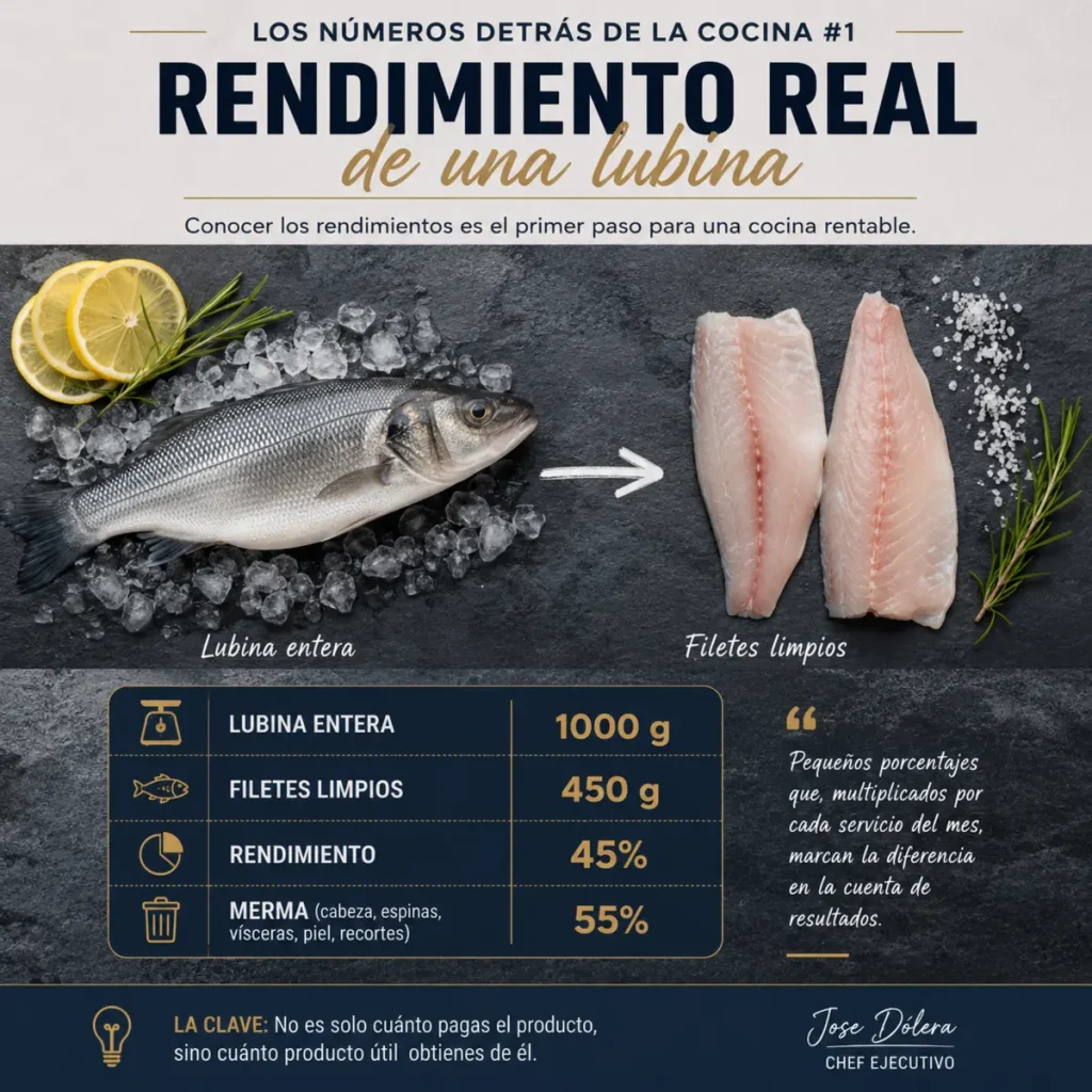 Los números detrás de la cocina – Rendimiento real de una lubina